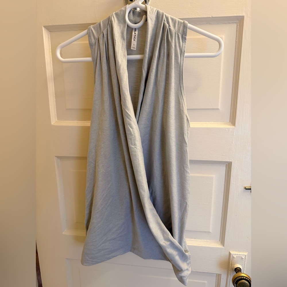 Fabletics Light Gray Sleeveless drape Top